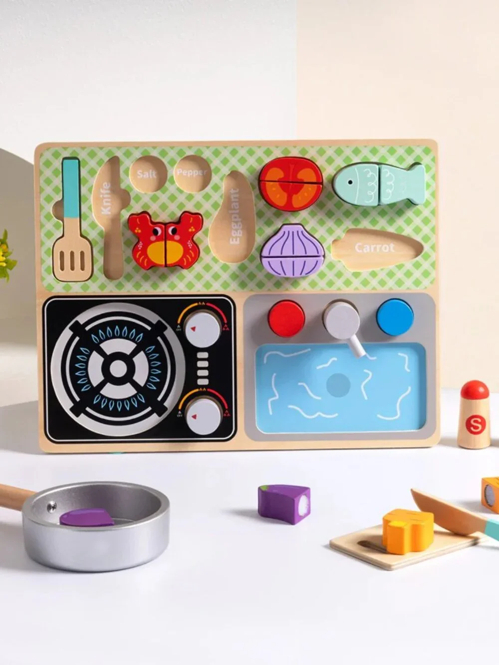 NEW Montessori Wooden Kitchen Play Set Pretend Cooking Toy Kids Gift
